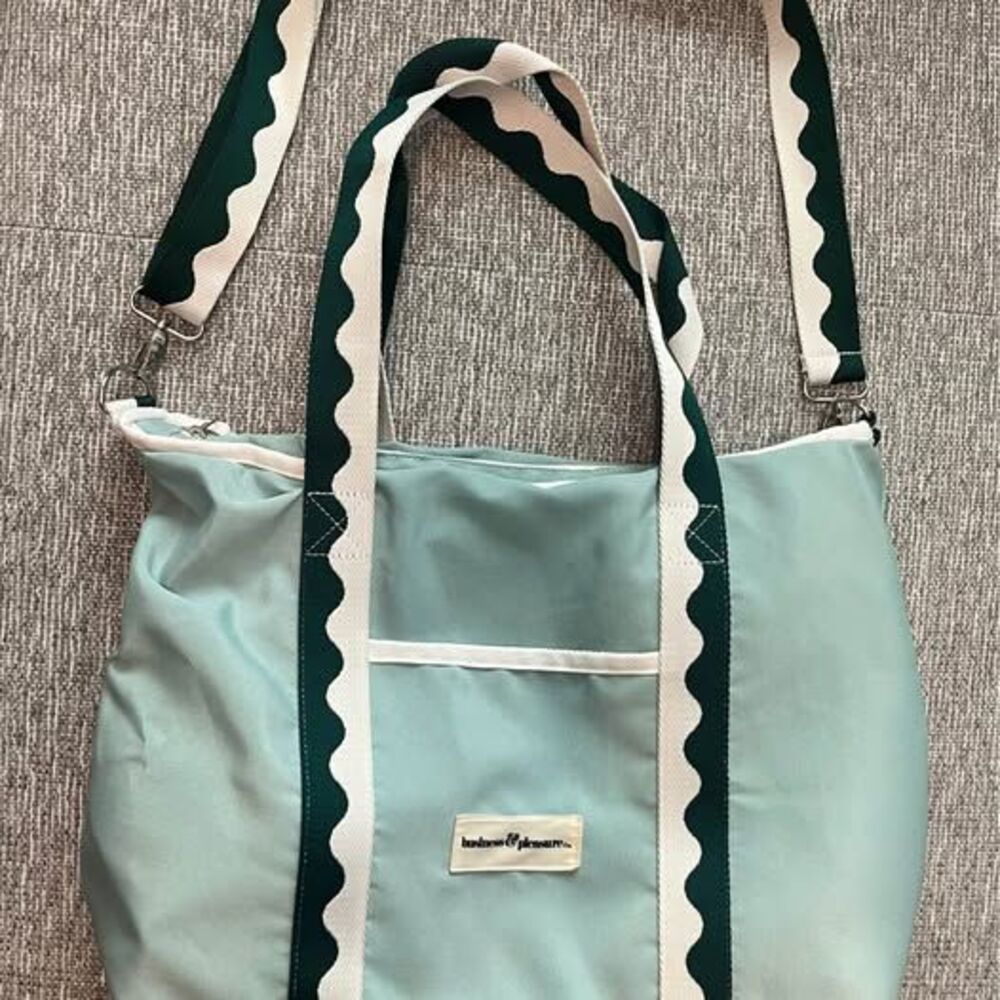 Business & Pleasure Cooler Tote Bag Aqua, Green & White